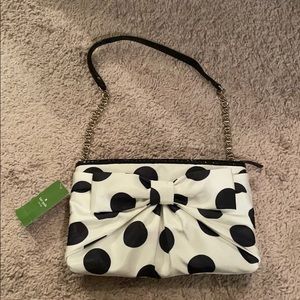 NWT Kate Spade polka dot purse black & white
